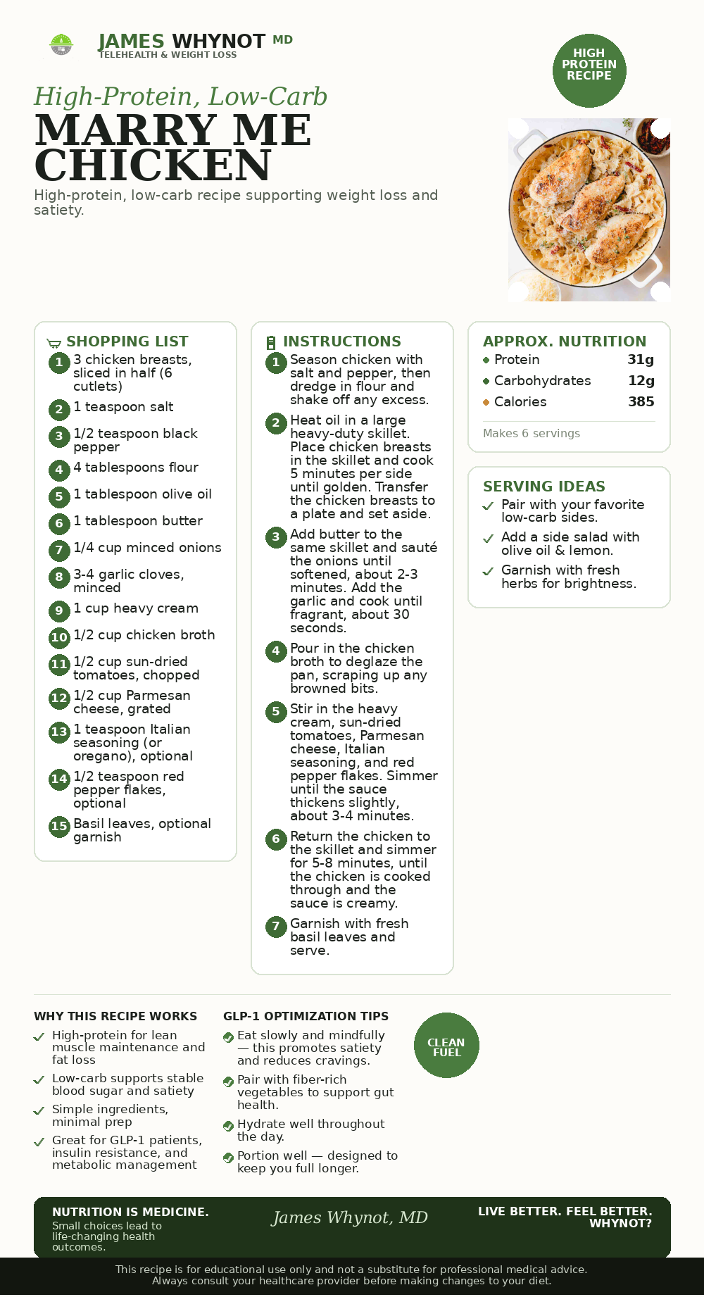 Marry Me Chicken recipe card